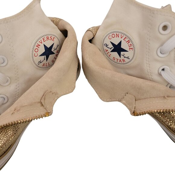 Converse All Star CTAS Shroud Gold Metallic High-Top Sneakers With Zipper Closur - Picture 6 of 9